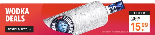 1 liter esbjaerg vodka van &euro;20.99&nbsp;voor&nbsp;&euro;15.99&nbsp;